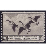 RW3 - $1 F-VF &quot;Canada Geese&quot; Duck Stamp Mint NH Cat $325  - £102.21 GBP
