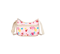 LeSportsac Hand Drawn Hearts Classic Hobo Bag Colorful Freehand Style He... - £74.16 GBP