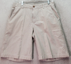 IZOD Chino Shorts Men&#39;s Size 33 Tan White Pinstriped 100% Cotton Slash Pockets - £16.72 GBP
