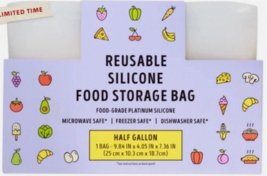 Trader Joe&#39;s Reusable Silcone Food Storage Bag Half Gallon Limited Editi... - $17.61