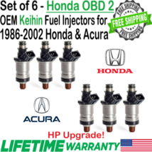 OEM Keihin 6Pcs HP Upgrade Fuel Injectors for 1986-2001 Honda &amp; Acura I4 I5 V6 - £126.60 GBP