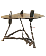 Unusual Signed Slack Brutalist Nautical Themed Tripod Iron Table circa 1... - $1,678.05