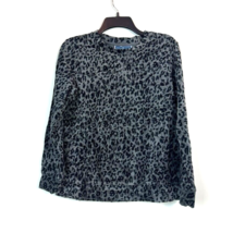 Karen Scott Womens Petite PS Charcoal Heather Leopard Print Sweatshirt NWT K41 - £15.65 GBP