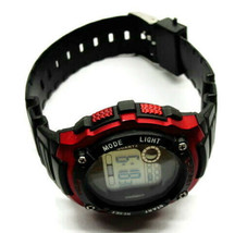 Digital Red Light G-Sport Chronograph WR30M Day/Date Watch Quartz New Ba... - £17.05 GBP