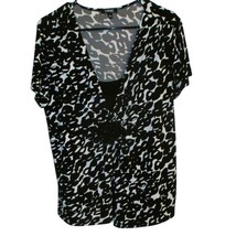 Elementz Womans Short SleeveTop Beaded Accent Womens XL New Leopard - $225.71 MXN