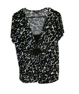 Elementz Womans Short SleeveTop Beaded Accent Womens XL New Leopard - $11.88