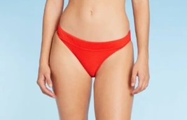 Xhilaration Juniors&#39; Ribbed Low Rise Cheeky Bikini Bottom Red Size Large - £7.90 GBP