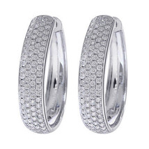 1.75 Carat Diamond Eternity Hoop Earrings 14K White Gold - $1,682.01