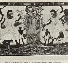 1942 Egypt Tomb of Menna Hunting Fishing Historical Print Antique Epheme... - $380.59 MXN