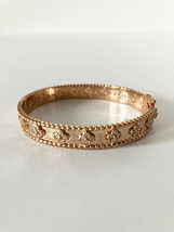 Small Floral Bangle in Rose Gold and Cubic Zirconia - $75.00