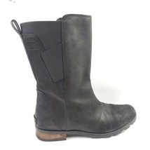 SOREL Emelie Mid Tall Leather Suede  Riding Boots Waterproof Black Chelsea Sz 10 - £60.55 GBP