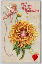 Valentine Greeting Cherub With Flower Head Child Postcard X24 - £6.35 GBP