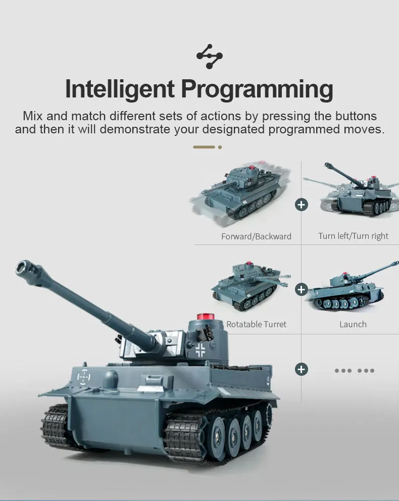 New RC Tank Model Remote Control War Tank Simulate Tank Engine Sound 2