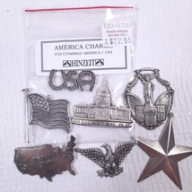 Hinzeit America Charms for Charmed America/USA silver metallic flag map ... - $26.00