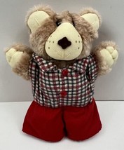 Vintage CPK Furskins Mini Stuffed Teddy Bear Plush Red Plaid Shirt/Shorts 6.5&quot; - £6.33 GBP