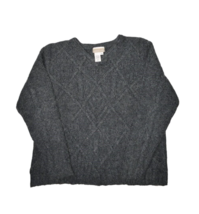 Coldwater Creek Sweater Womens M Grey V Neck Silk Wool Blend Cable Knit Pullover - £15.10 GBP