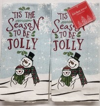 2Same Printed Tea Towles(15x25&quot;)CHRISTMAS,SNOWMEN,TIS This Season To Be Jolly,Hc - £9.46 GBP