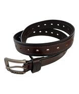Y2K Columbia Genuine Leather Belt Dark Brown Size M 34–36 - $21.60