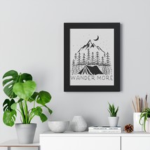 Modern Framed Vertical Print Wander More Mountain Tent Wilderness Decor - $61.80+