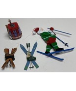 4 VTG Skier Skiing Skis Gondola Ski Boots Christmas Ornaments Lot Xmas D... - €8,48 EUR