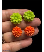 Lot Of Two Lucit Plastic Stud Flower Earrings  - $13.50