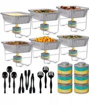 Disposable Chafing Dish Buffet Set 6 Racks Pans Utensils &amp; Fuel Cans Inc... - $29.58