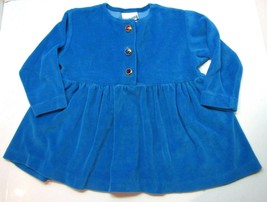 Vintage Crayola Kids Blue Velvet Big Colorful Buttons Sz XS Girls Top Peplum Top - £9.34 GBP