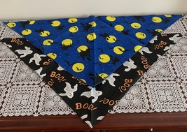 Two Halloween Ghosts Boo Witch Dog Bandanas Medium Large Tie On Scarf Brand New - £8.25 GBP