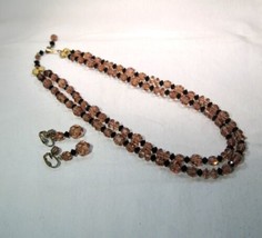 Vintage Lisner Crystal Bead Necklace &amp; Earrings Set K380 - £38.77 GBP