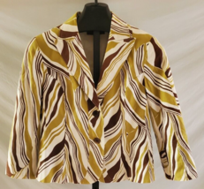 Lafayette 148 Brown Green White Cotton Blazer Jacket Misses Size 8 - $24.74