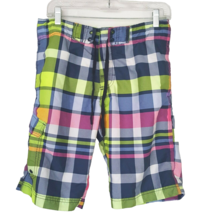 H &amp; M Swim Trunks Mens/Teens Size Small Cargo Pocket Multicolor Plaid Mesh Lined - £11.99 GBP