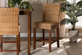 Kylie Natural Rattan and Mahogany Wood Counter Stool - $251.00