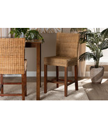 Kylie Natural Rattan and Mahogany Wood Counter Stool - $4,630.23 MXN