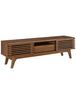 59&quot; Mid Century Modern LED LCD DLP HD Walnut Slatted Media TV Stand Cred... - $3,384.56 MXN