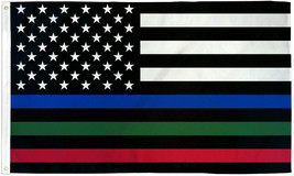Thin Blue Green Red Line Flag 3x5 Police Fire Military USA Thin Line Flag Brand - £13.40 GBP