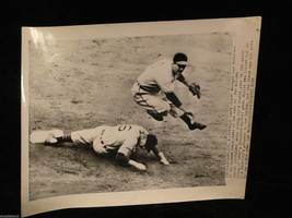 Vintage 1948 MLB Black &amp; White Photo Cleveland Detroit Boudreau Mullin Action - £19.65 GBP