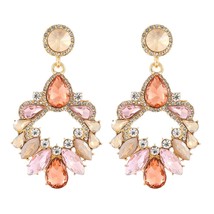 Ztech Mix/Pink Crystal Drop Earrings For Women Korean Fashion Designer Jewelry P - £10.50 GBP