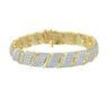 10.5Ct Round Cut Simulated 14k Yellow Gold Plated Wave Tennis Bracelet 7&quot; Inch - £153.17 GBP