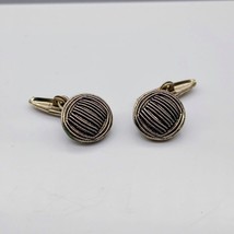 Vintage Striped Button Cuff Links, Dapper Silver Tone Brutalist, Gift for Him - $25.16