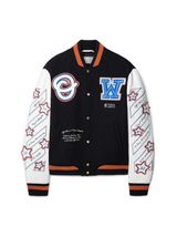 Off-White Black Wizard Varsity Jacket – Unisex Wool &amp; Leather Statement ... - $53.84 CAD+
