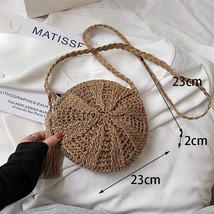 Summer Hollow Out Straw Bag Women Round Beach Bag Weave Crossbody Bag Vacation T - £15.88 GBP