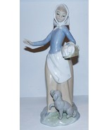 LOVELY ZAPHIR BY LLADRO PORCELAIN GIRL WITH BASKET &amp; PUPPY DOG 10 1/4&quot; F... - €55,42 EUR