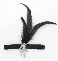 Black feather headband with Silver charm  - flappers dress up - 1920s headband - £9.53 GBP