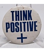 Think Positive Button Pin Blue &amp; White Vintage Lapel Pinback Button - $94.05 MXN
