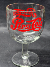 Vintage PEPSI COLA 6&quot; Thumbprint Goblet Old Style Logo 14oz Pepsi Advert... - $186.12 MXN