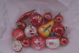 Lot Of 14 Vintage Mercury Glass &amp; Assorted Christmas Ornaments Shiny Brite  USA  - £48.60 GBP