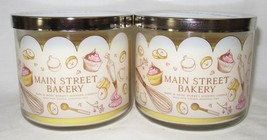 Bath &amp; Body Works 3-wick Scented Candle Set Lot Of 2 Main Street Bakery - £55.36 GBP