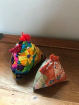 Lot of 2 Handmade Brightly Colored &amp; Plaid Triangle Shaped ROOSTER Chicken Stuff - £7.50 GBP
