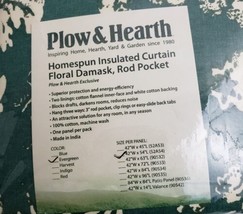 Plow &amp; Hearth Insulated Curtain Floral Damask Rod Pocket Evergreen 42&quot;Wx54&quot;L - £55.28 GBP