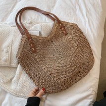 Women Beach Bag Vintage Handmade Woven  Bag Raffia Rattan Shopping Bags Bohemian - £54.95 GBP